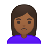 Woman Pouting Emoji with Medium-Dark Skin Tone, Google style