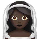 Bride with Veil Emoji with Dark Skin Tone, Apple style