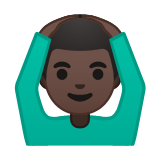 Man Gesturing Ok Emoji with Dark Skin Tone, Google style