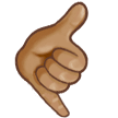 Call Me Hand Emoji with Medium Skin Tone, Samsung style