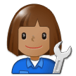 Woman Mechanic Emoji with Medium Skin Tone, Samsung style