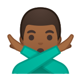 Man Gesturing No Emoji with Medium-Dark Skin Tone, Google style