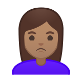 Woman Pouting Emoji with Medium Skin Tone, Google style