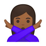 Woman Gesturing No Emoji with Medium-Dark Skin Tone, Google style