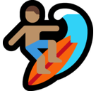Person Surfing Emoji with Medium Skin Tone, Microsoft style