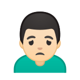 Man Frowning Emoji with Light Skin Tone, Google style