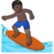 Man Surfing Emoji with Dark Skin Tone, Samsung style