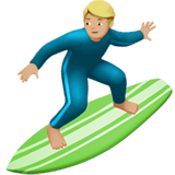 Person Surfing Emoji with Medium-Light Skin Tone, Apple style