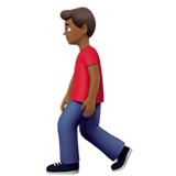 Man Walking Emoji with Medium-Dark Skin Tone, Apple style