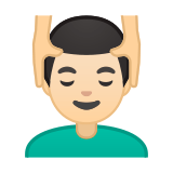 Man Getting Massage Emoji with Light Skin Tone, Google style