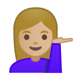 Woman Tipping Hand Emoji with Medium-Light Skin Tone, Google style