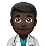 Man Health Worker Emoji with Dark Skin Tone, Apple style