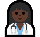 Woman Health Worker Emoji with Dark Skin Tone, Microsoft style