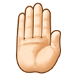 Raised Back of Hand Emoji with Light Skin Tone, Samsung style