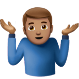 Man Shrugging Emoji with Medium Skin Tone, Apple style