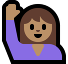 Person Raising Hand Emoji with Medium Skin Tone, Microsoft style