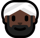 Person Wearing Turban Emoji with Dark Skin Tone, Microsoft style