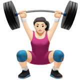 Woman Lifting Weights Emoji with Light Skin Tone, Apple style