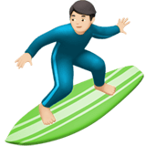 Man Surfing Emoji with Light Skin Tone, Apple style