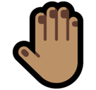 Raised Back of Hand Emoji with Medium Skin Tone, Microsoft style