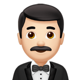 Man in Tuxedo Emoji with Light Skin Tone, Apple style