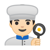 Man Cook Emoji with Light Skin Tone, Google style