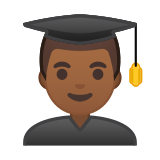 Man Student Emoji with Medium-Dark Skin Tone, Google style