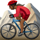 Woman Mountain Biking Emoji with Medium-Dark Skin Tone, Apple style