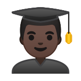 Man Student Emoji with Dark Skin Tone, Google style