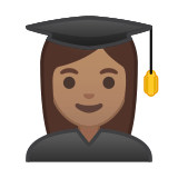Woman Student Emoji with Medium Skin Tone, Google style
