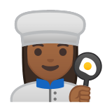 Woman Cook Emoji with Medium-Dark Skin Tone, Google style