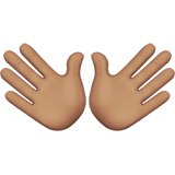 Open Hands Emoji with Medium Skin Tone, Apple style