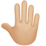 Raised Back of Hand Emoji with Medium-Light Skin Tone, Apple style