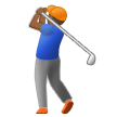 Person Golfing Emoji with Medium-Dark Skin Tone, Samsung style