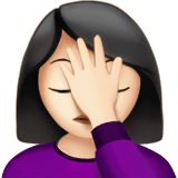 Woman Facepalming Emoji with Light Skin Tone, Apple style