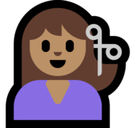 Person Getting Haircut Emoji with Medium Skin Tone, Microsoft style