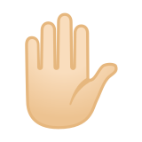 Raised Hand Emoji with Light Skin Tone, Google style