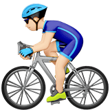 Man Biking Emoji with Light Skin Tone, Apple style