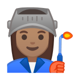 Woman Factory Worker Emoji with Medium Skin Tone, Google style