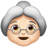 Old Woman Emoji with Light Skin Tone, Apple style