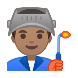Man Factory Worker Emoji with Medium Skin Tone, Google style