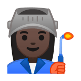 Woman Factory Worker Emoji with Dark Skin Tone, Google style