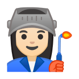 Woman Factory Worker Emoji with Light Skin Tone, Google style