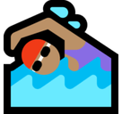 Woman Swimming Emoji with Medium Skin Tone, Microsoft style