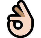 Ok Hand Emoji with Light Skin Tone, Microsoft style