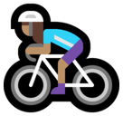 Woman Biking Emoji with Medium Skin Tone, Microsoft style