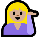 Person Tipping Hand Emoji with Medium-Light Skin Tone, Microsoft style