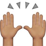Raising Hands Emoji with Medium Skin Tone, Apple style
