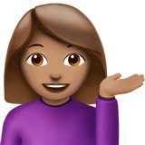 Woman Tipping Hand Emoji with Medium Skin Tone, Apple style