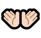 Open Hands Emoji with Light Skin Tone, Microsoft style